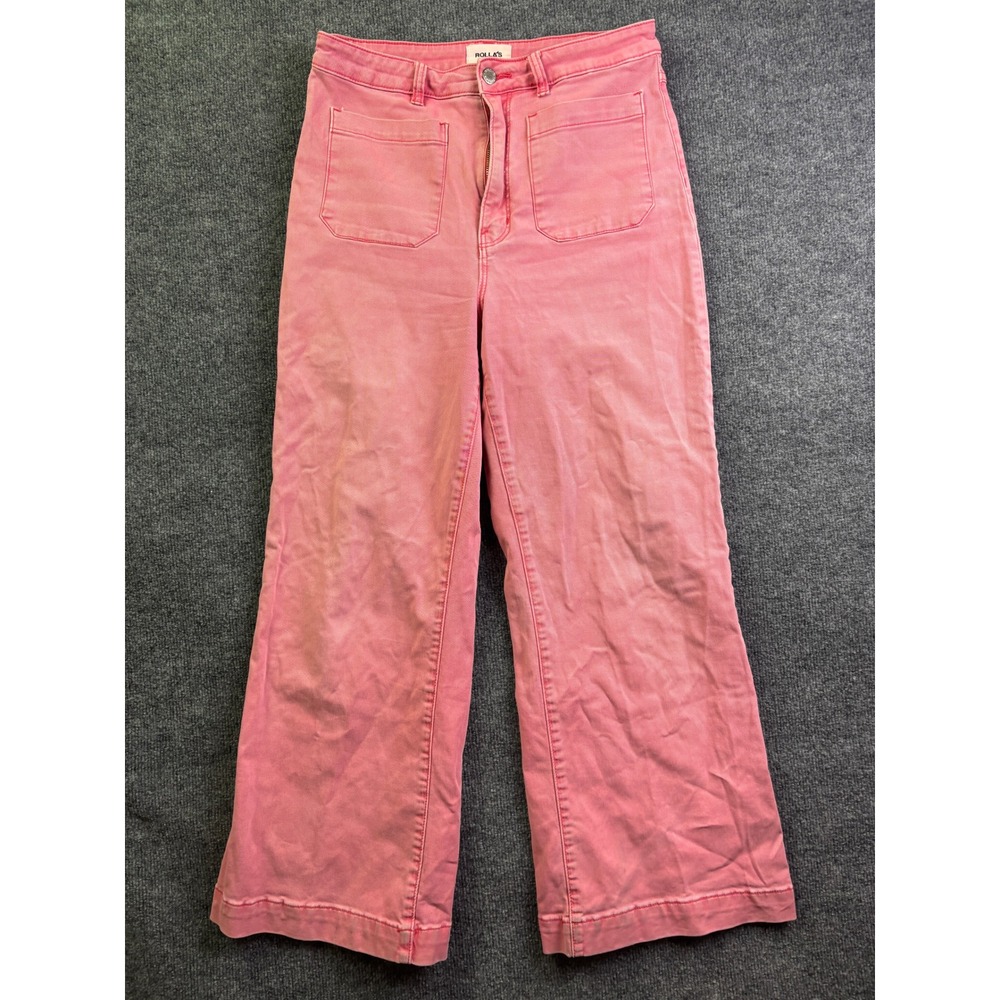 Rolla's Sailor Pants Womens 31 Pink High Rise Wide Leg Patch Pocket Cotton